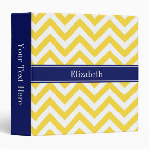 Classeur Ananas Blanc LG Chevron Marine Nom bleu Monogramme