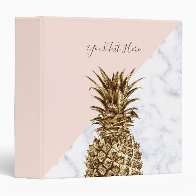 Classeur Ananas en marbre blanc et or moderne (Devant/Côté)
