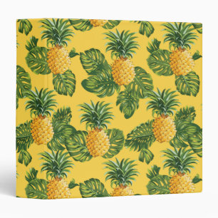 Classeur Ananas et feuille tropical sur l'or