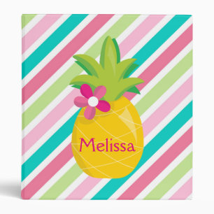 Classeur Ananas mignon sur Arrière - plan rayé