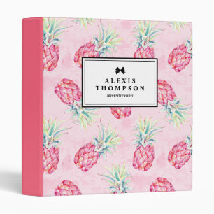 Classeur Ananas rose tropicale Motif rose Personnalisé