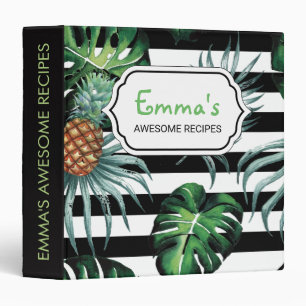 Classeur Ananas tropical d'aquarelle avec les rayures