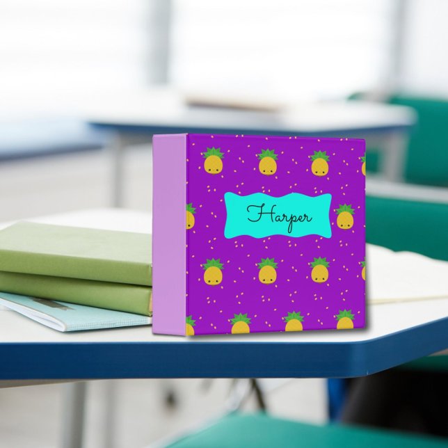 Classeur Ananas violet amusant Kawaii (Créateur téléchargé)