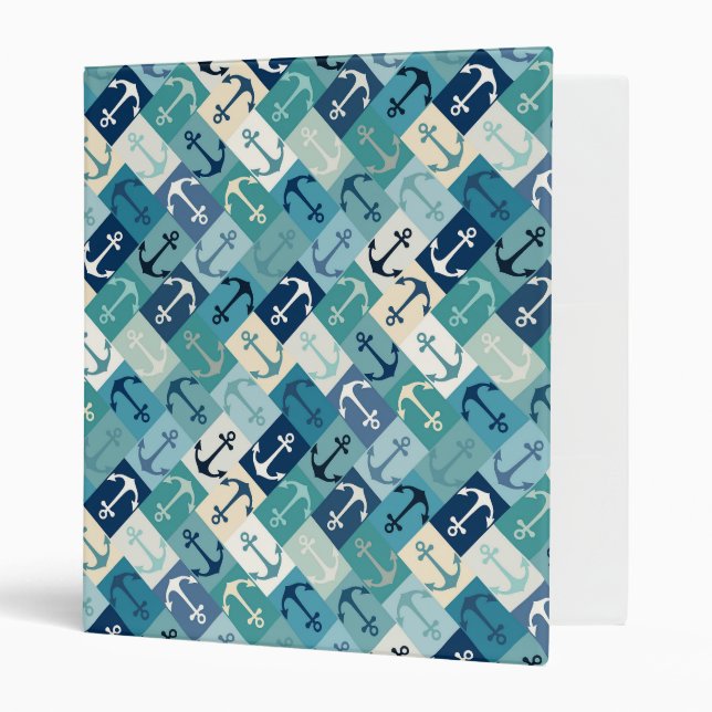 Classeur anchor herringbone blue (Devant/intérieur)
