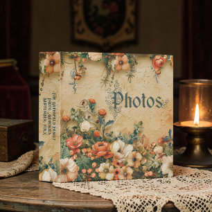 Classeur Ancien album photo floral rustique victorien