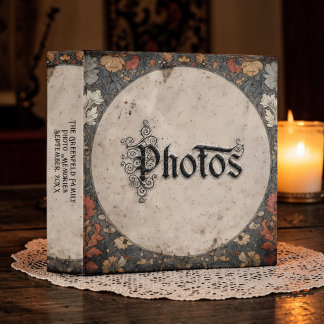 Classeur Ancien Album Photo Floral Rustique Victorien