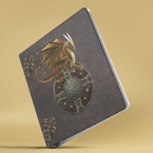 Classeur Ancien Dragon Viking En Cuir Distressé