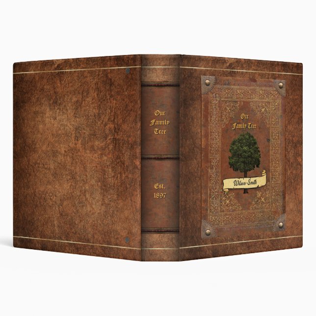 Classeur Ancien look Cuir Famille Arbre Généalogie (Arrière-plan)