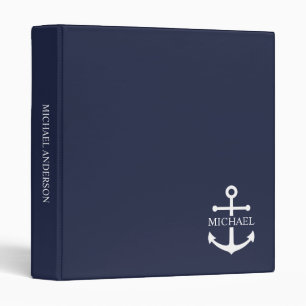 Classeur Ancre bleue marine Nom personnalisé
