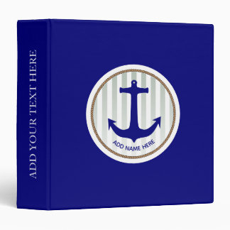 Classeur Ancre bleue marine personnalisée
