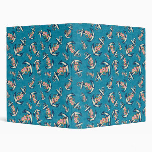 Classeur Ancre florale marine sur bleu