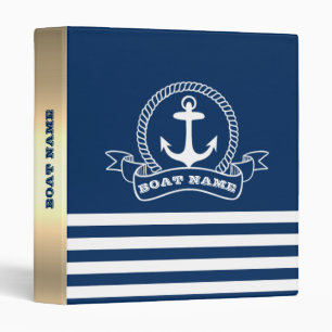 Classeur Ancre nautique rayée bleu marine