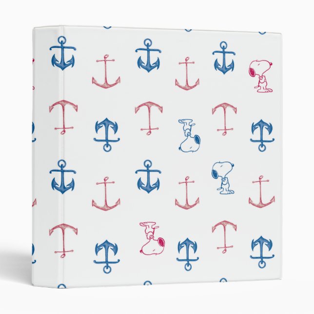 Classeur Ancre nautique Snoopy Motif (Devant/Côté)