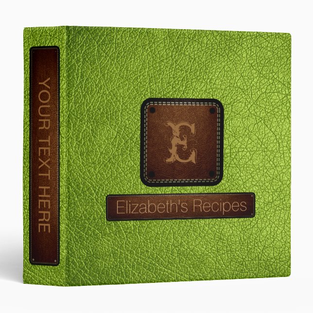 Classeur Android vert Cuir Élégant Monogramme (Devant/Côté)