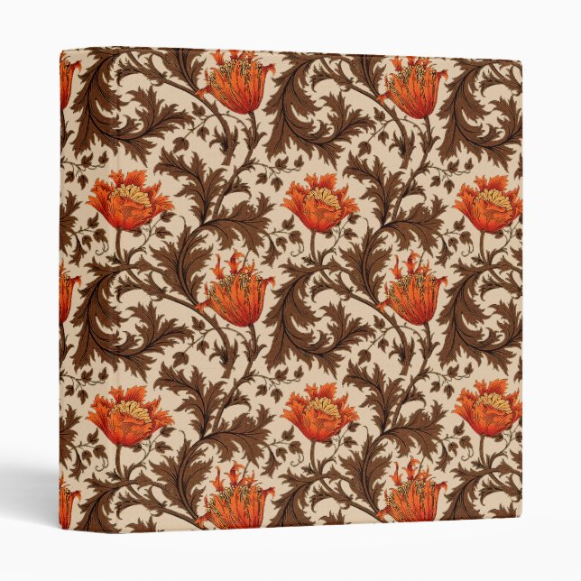 Classeur Anémone William Morris, Beige, Marron et Rouille (Devant/Côté)