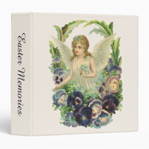 Classeur Ange de Pâques victorien avec fleurs de pensée vio