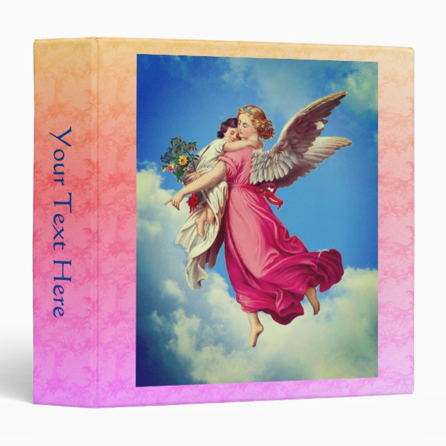 Classeur Ange Gardien Avec Enfant Personnalisé (Devant/Côté)