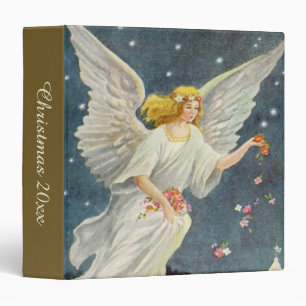 Classeur Ange victorien de Noël Vintage avec étoiles Rose
