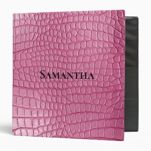 Classeur Animal rose Faux Alligator