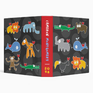 Classeur Animaux de dessin animé Famille Amour Cœurs Amusem
