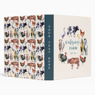 Classeur Animaux de ferme aquarelle ivoire de l'entreprise