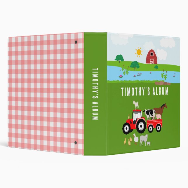 Classeur Animaux de ferme et tracteur rouge Barnyard Kids A (Arrière-plan)