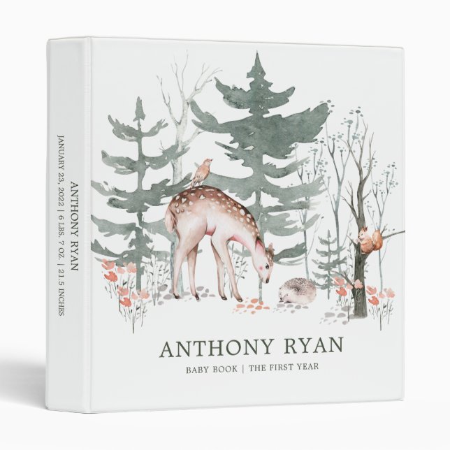 Classeur Animaux de forêt boisée rustique Baby Photo Album (Devant/Côté)