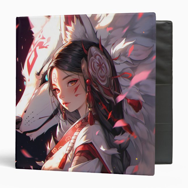 Classeur Anime Kitsune Girl Cute Fox Imaginaire Art (Devant/Intérieur)