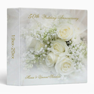 Classeur Anniversaire de mariage de roses blancs