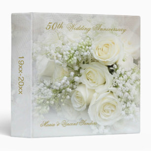 Classeur Anniversaire de mariage de roses blancs