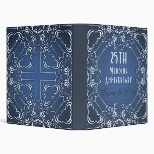 Classeur Anniversaire élégant du Mariage Bleu et Argent
