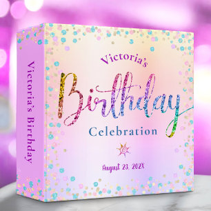 Classeur Anniversaire Rainbow Parties scintillant Confetti 
