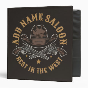 Classeur Antique Cowboy Guns AJOUTER NOM Old Wild West Salo