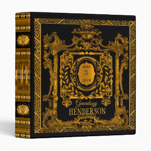 Classeur Antique Ornate Black Gold Généalogie