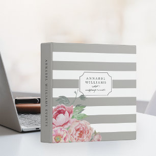 Classeur Antique Peony   Gris sur bande personnalisée
