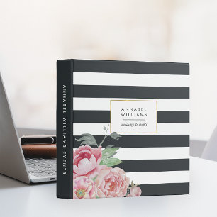 Classeur Antique Peony Stripe de minuit personnalisée