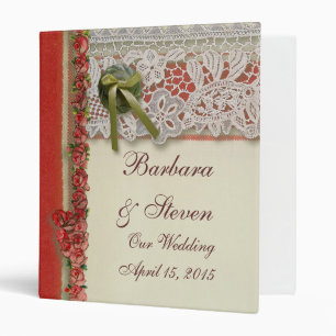 Classeur Antique Rose dentelle Rustique Rouge Victorien Bur