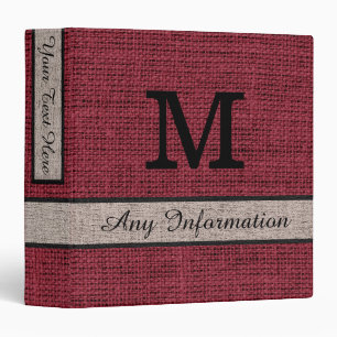 Classeur Antique rubis Burlap Linen Monogramme