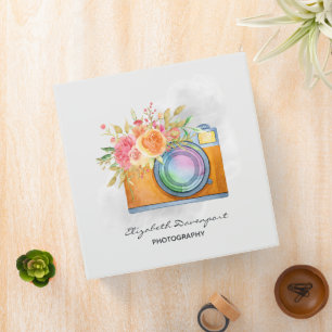 Classeur Appareil photo orange bohème et bouquet floral aqu