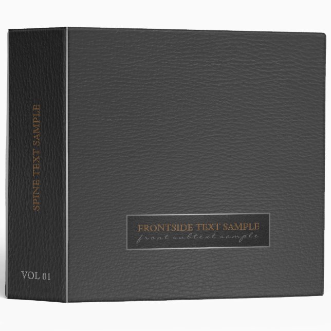 Classeur Apparence en cuir noir clair Faux Accents en argen (Devant/Côté)