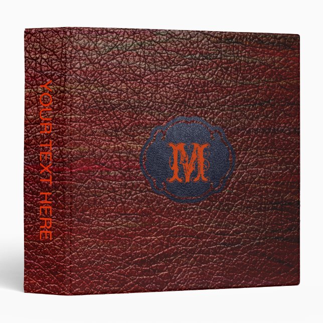 Classeur Apparence en cuir rouge foncé (Devant/Côté)