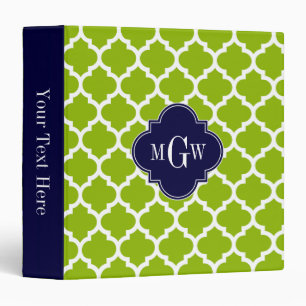Classeur Apple Green Wt Moroccan #5 Navy 3 Monogram initial