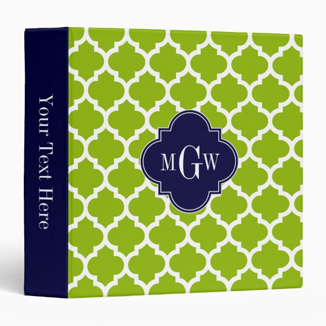 Classeur Apple Green Wt Moroccan #5 Navy 3 Monogram initial (Devant/Côté)