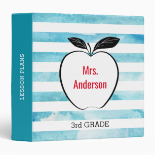 Classeur Apple sur les rayures à la mode d'aquarelle,