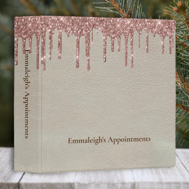 Classeur Appt de Parties scintillant or Rose en cuir crème  (Créateur téléchargé)