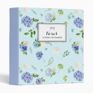Classeur Aqua Aquarelle Bleu Hydrangeas Motif Floral