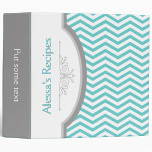 Classeur Aqua bleu, chevron blanc avec recette de cadre