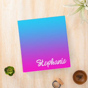 Classeur Aqua Blue Neon Pink Ombre Nom du script
