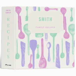 Classeur Aqua Pink Ustensiles de cuisine Vintages Recettes