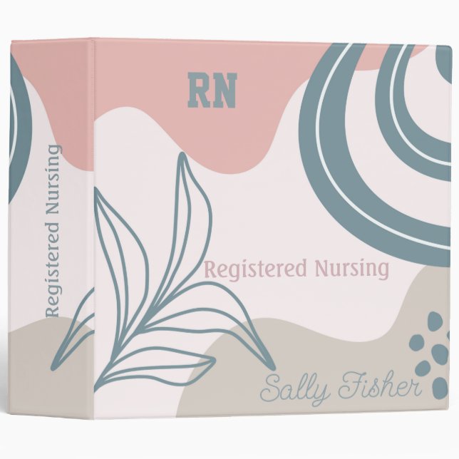 Classeur Aqua rose minimaliste et blanc (Devant/Côté)